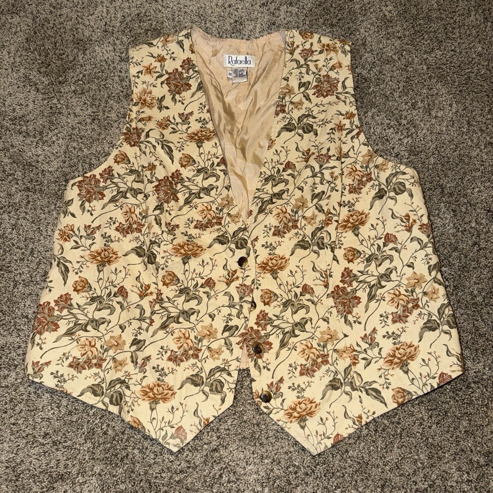 Vintage Raffaella 1X Linen Cotton Floral 2 Pc Set Vest Top Wide Leg Shorts - Picture 3 of 12